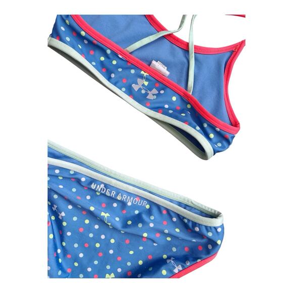 UNDER ARMOUR Girls Youth Size 10 Polka Dot 2 Piece Bikini Swim Bathing Suit - Picture 5 of 6